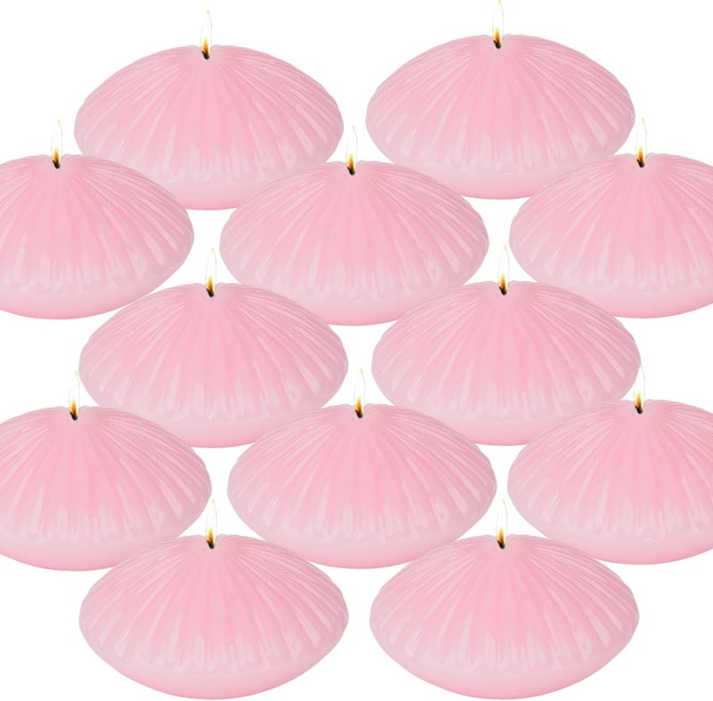 LPUSA 10 Hour BabyPink Floating Candles Large 3"，Unscented Romantic Tealight Ribbed Candles for Cylinder Vases，Centerpieces at Wedding, Party, Pool, Holidays, Set of 12 - Image 1